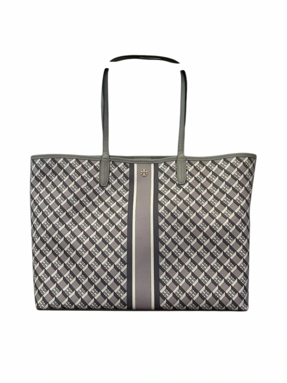 Tory Burch Geo Logo Stripe Tote Bag EUC
